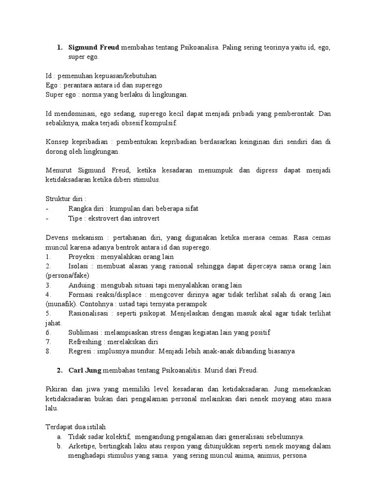 Kepribadian - Ringkasan Teori Beberapa Tokoh | PDF