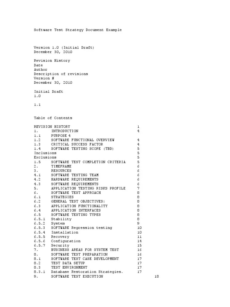 Software Test Strategy Document Example | PDF | Software Testing ...