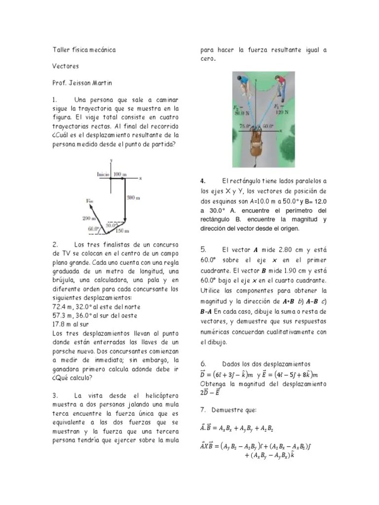 Taller Vectores Dinamica PDF | PDF | Vector Euclidiano | Fuerza