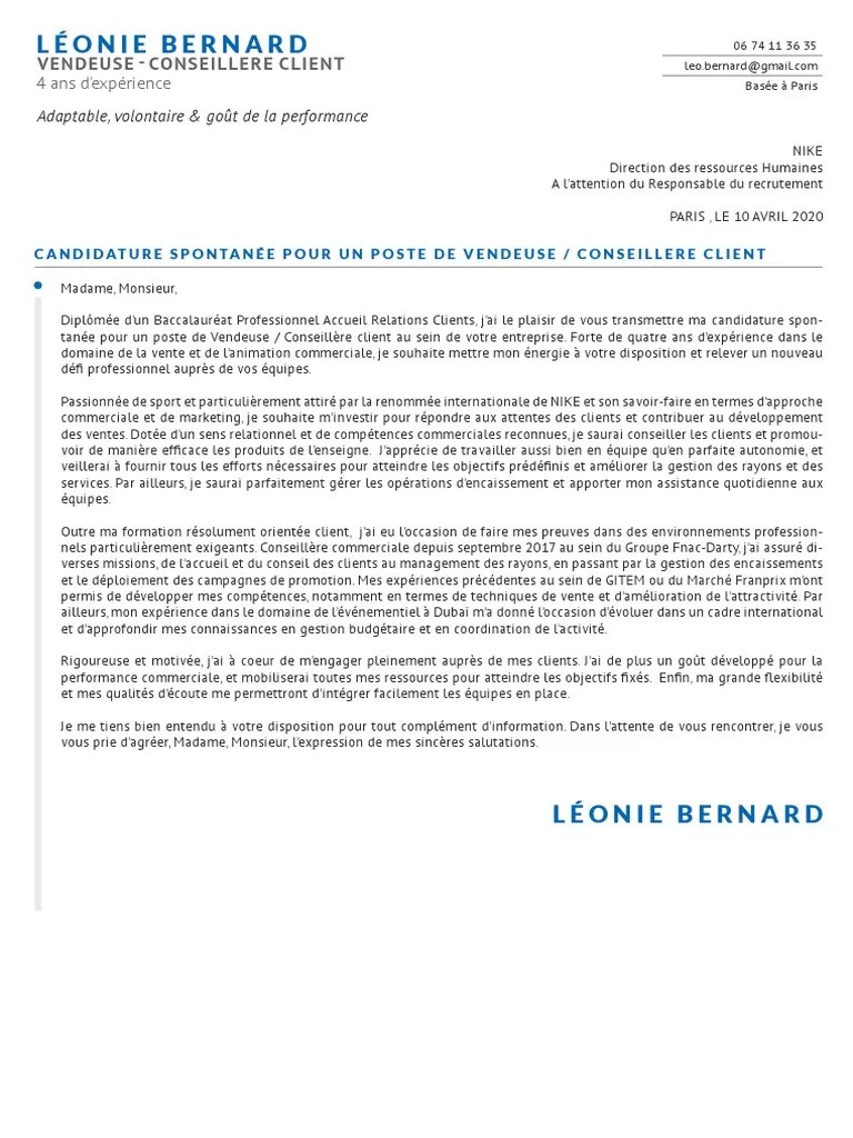 Lettre De Motivation Conseiller De Vente