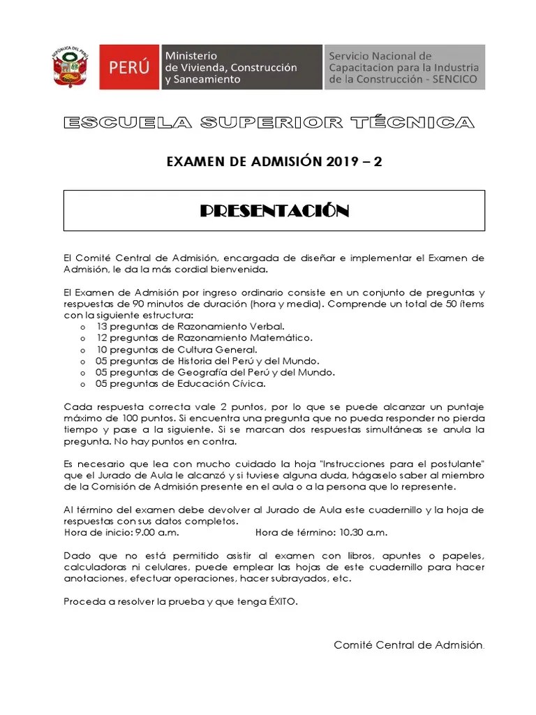 EXAMEN ADMISIÓ N 2019-II - Resuelto PDF | PDF | Tsunami | Perú