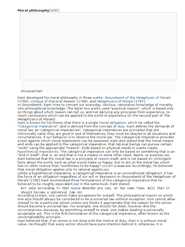 Moral Philosophy: Groundwork Of The Metaphysic Of Morals Critique Of Practical Reason ...