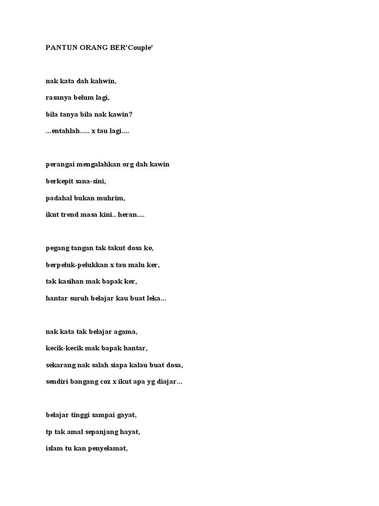 Banyak orang banyak ragam · sudah garahu cendana pula. Pantun Orang Bercouple Pdf