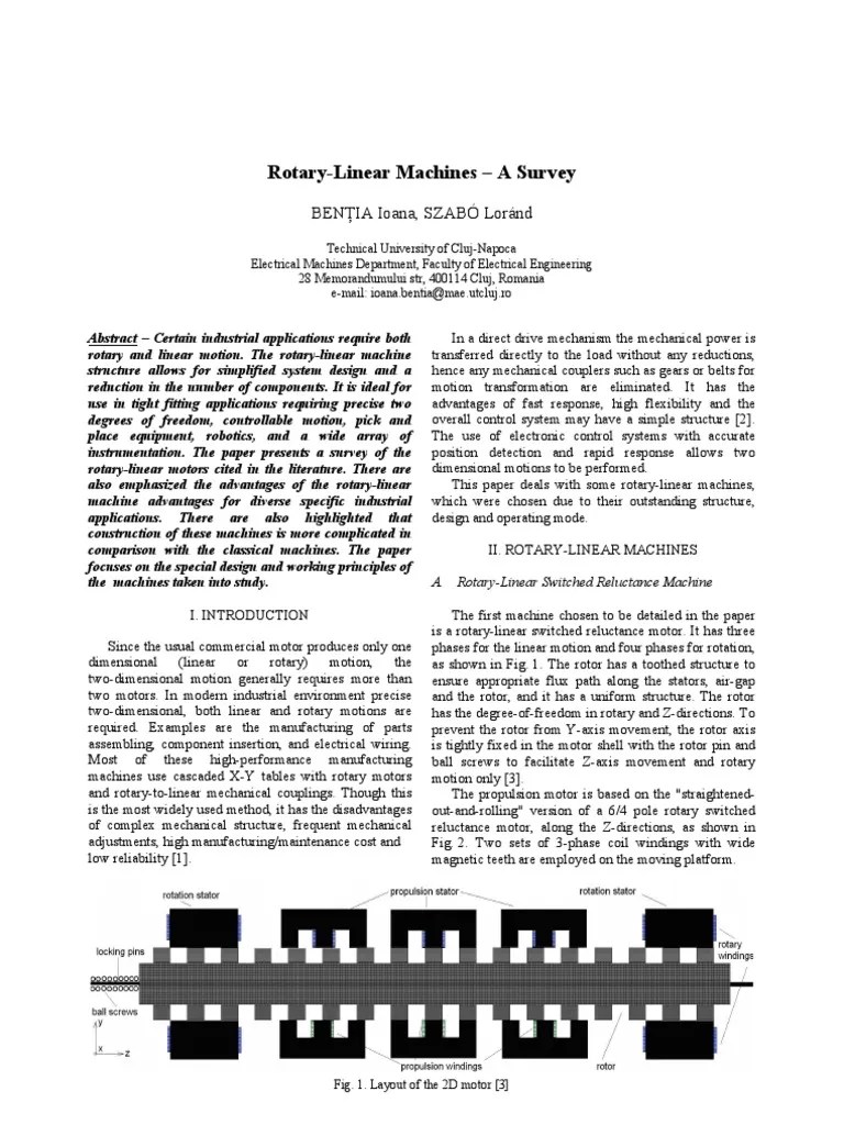 Rotary-Linear Machines - A Survey | PDF | Machines | Electric Motor