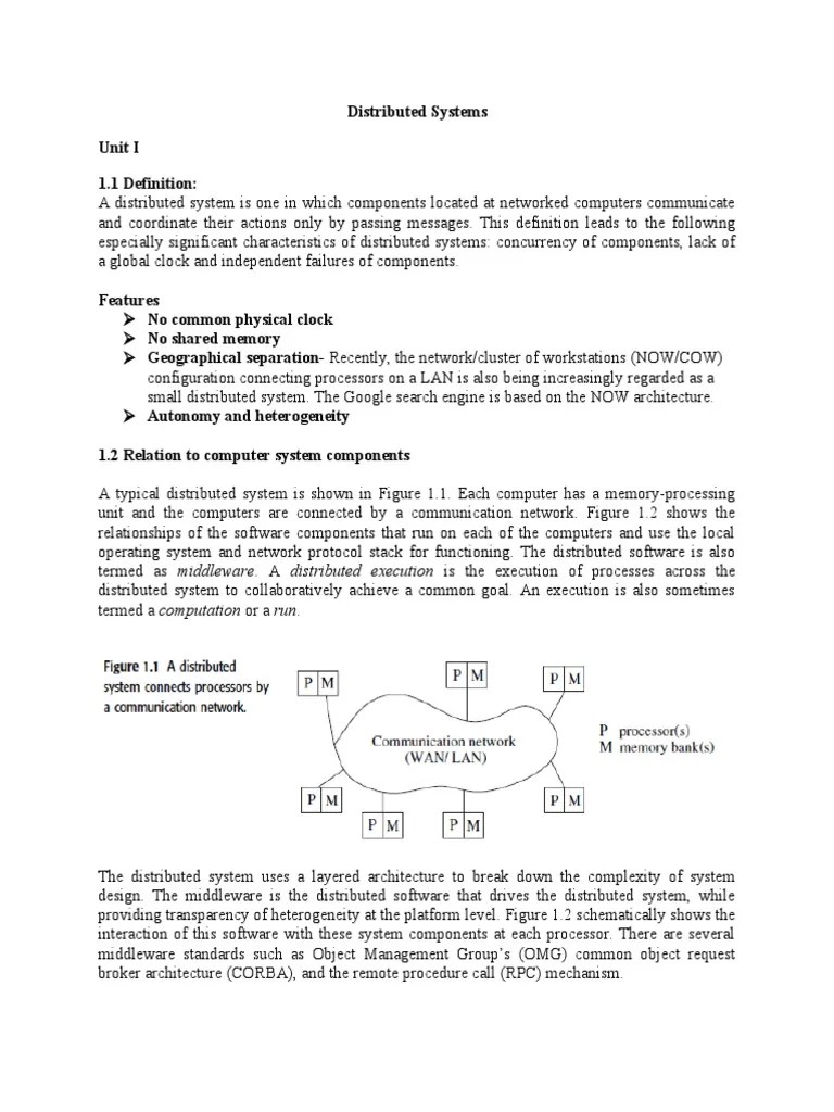 Unit - I - Chapter - 1 - Notes-Distributed Systems | PDF | Parallel Computing | Distributed ...