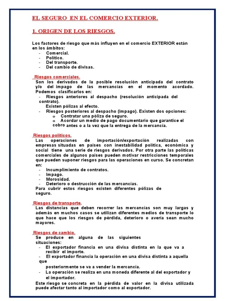El Seguro En El Comercio Exterior | PDF | Póliza De Seguros | Seguro