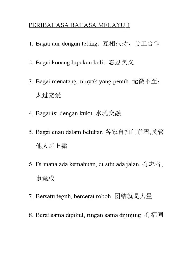 Peribahasa Bahasa Melayu 1 | PDF