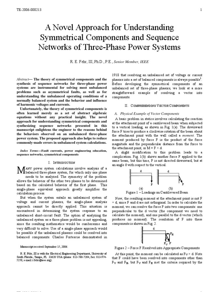 Novel Approach For Understanding Symmetrical Components | PDF | Electrical Impedance | Euclidean ...