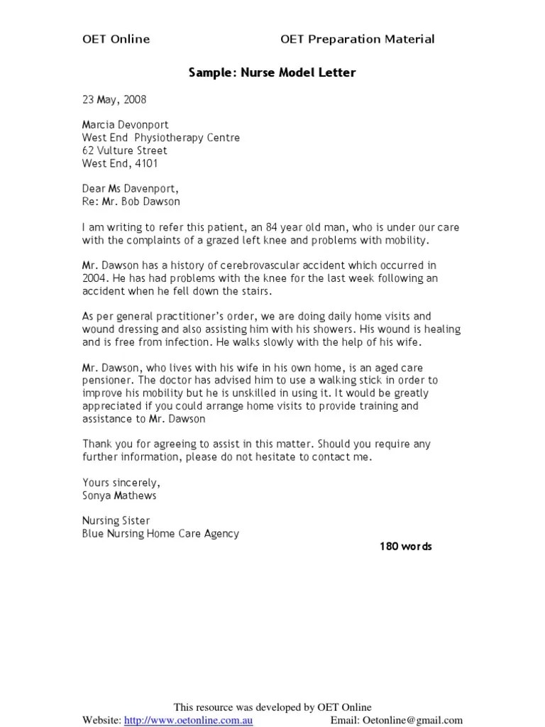 Through such letters, applicants market themselves to the employer, demonstrate their capability for the job, and the value they will bring to the employer. Sample Nurse Model Letter