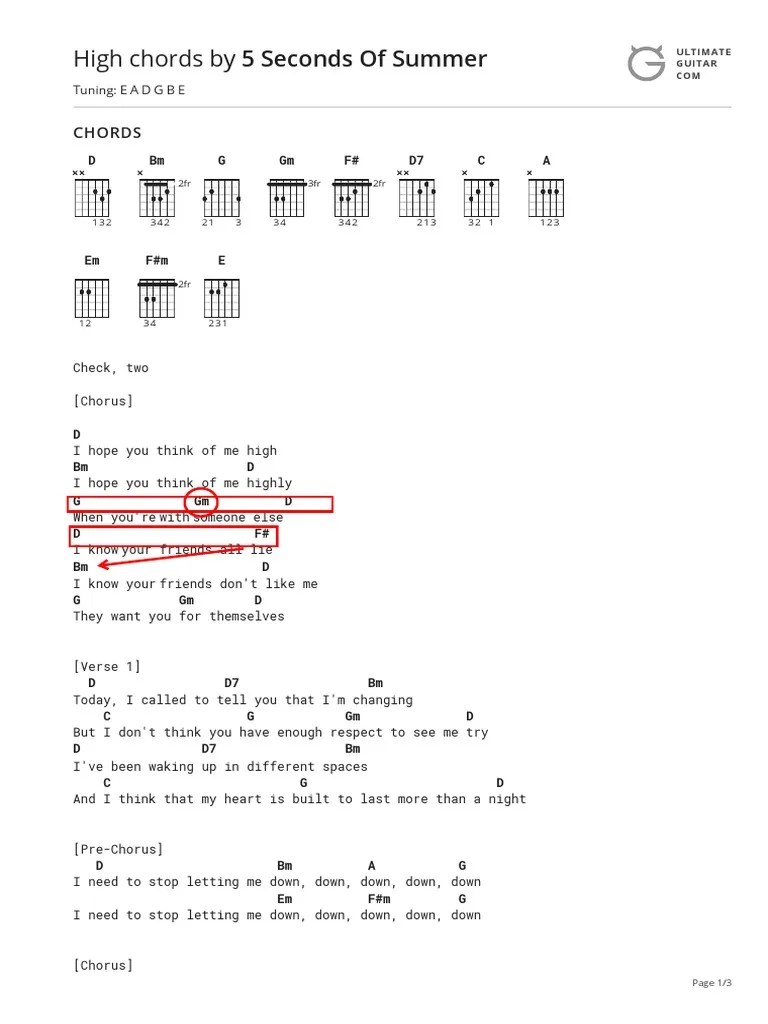 E a 'til this moment here High Chords Ver 2 By 5 Seconds Of Summertabs At Ultimate Guitar Archive Pdf Song Structure Songs
