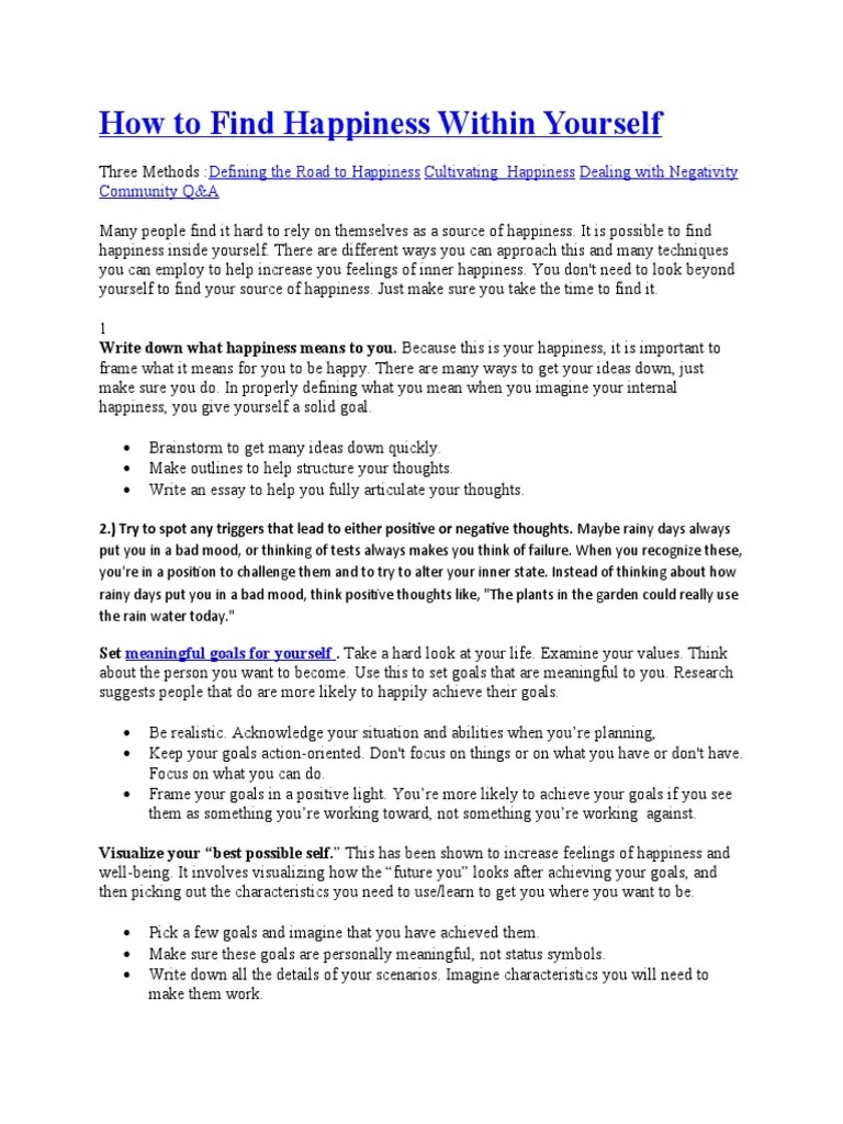 How To Find Happiness Within Yourself | PDF | Optimism | Gratitude