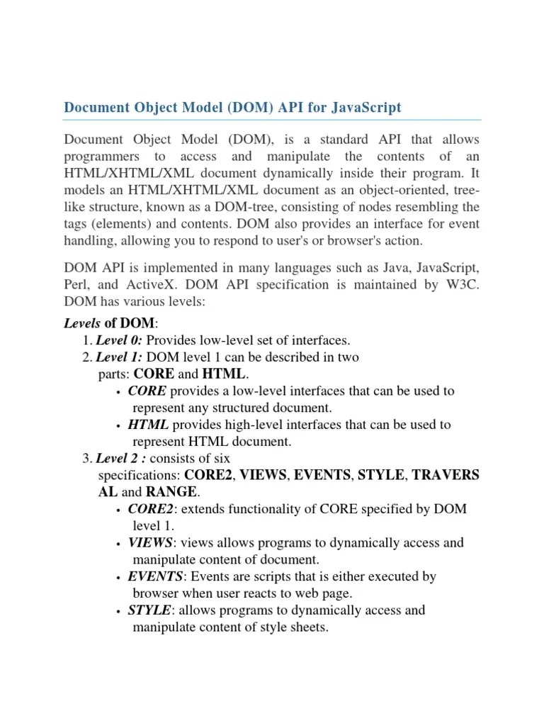 Document Object Model (Dom) Api For Javascript: Al And Range | PDF ...