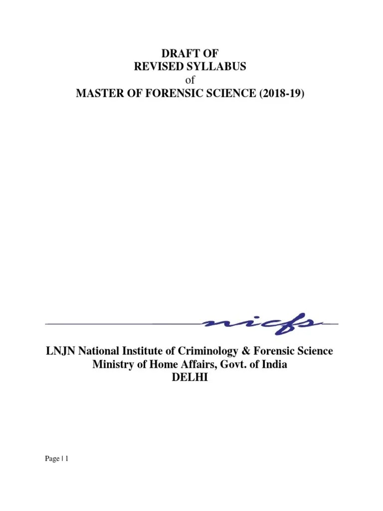 Revised Syllabus Of MSC Forensic Science LNJN NICFS 2018 19 PDF | PDF | Forensic Science ...