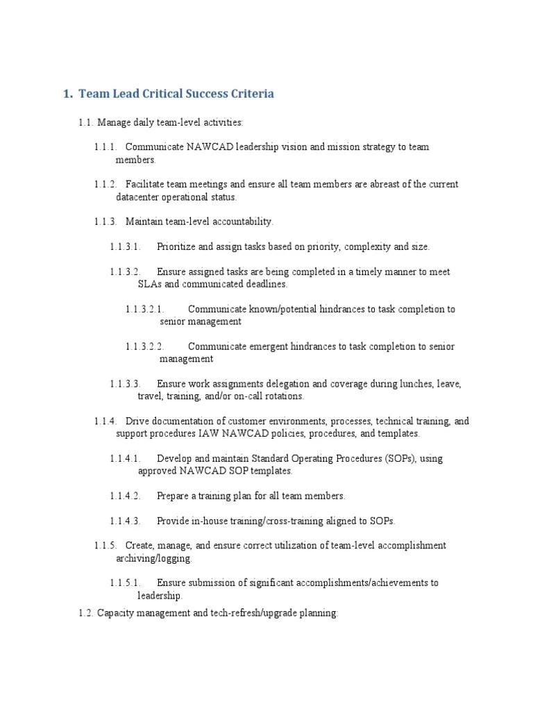 Team Leader Duties (v1.0) | PDF | Leadership | Performance Indicator