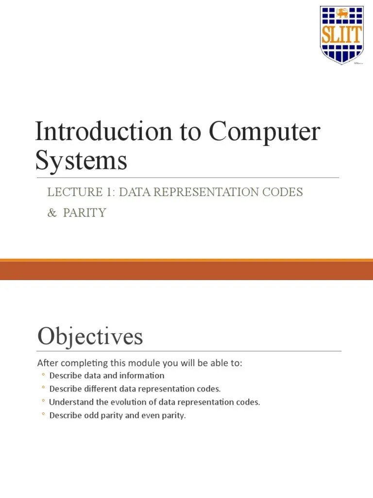 CF - Lecture - 01 - Data Representation Codes And Parity | PDF | Ebcdic | Binary Coded Decimal