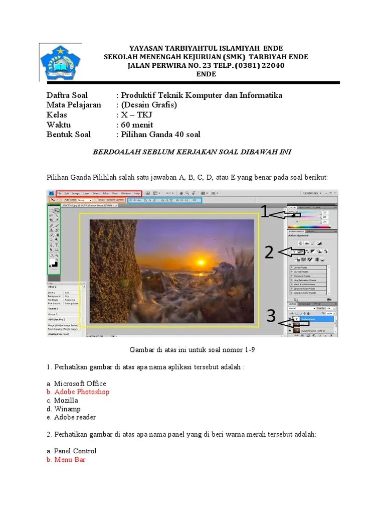 Dengan adanya soal latihan ini semoga bisa sebagai bahan pembelajaran dan latihan sebelum menghadapi ujian. Soal Desain Grafis Semester Pdf
