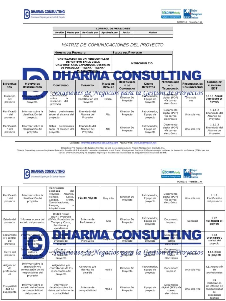Matriz De Comunicaciones Del Proyecto | PDF | Gestión De Proyectos | Informática Y Tecnología De ...