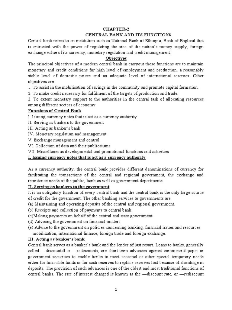 An Overview Of The Central Bank's Key Functions And Techniques For ...