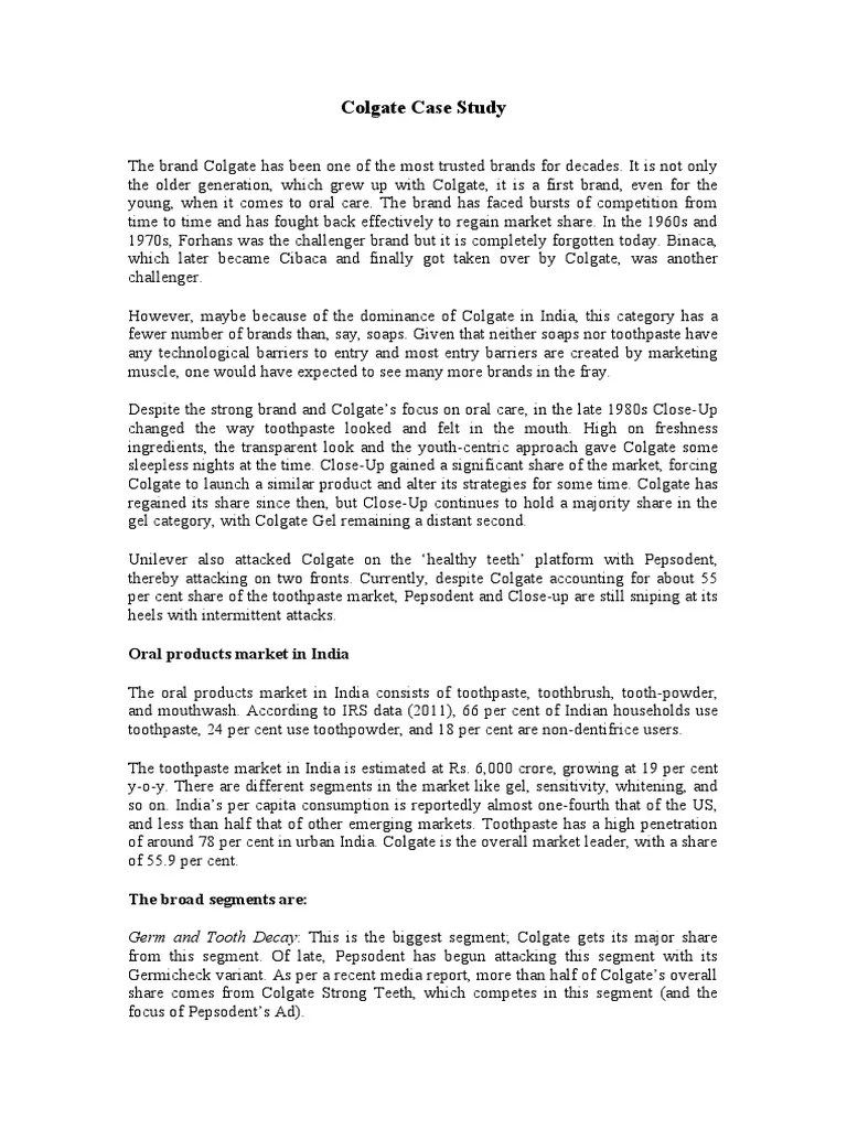 Colgate Case Study 2014 | PDF | Brand | Business