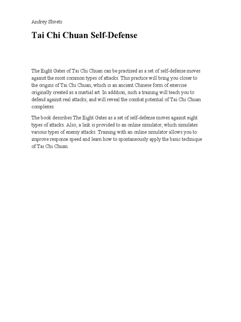 Tai Chi Chuan Self Defense | PDF | Tai Chi | Individual Sports