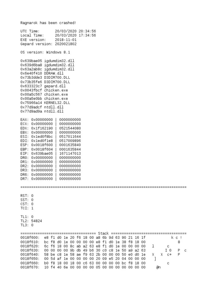 Game Crash Log | PDF | Computer File | Utility Software