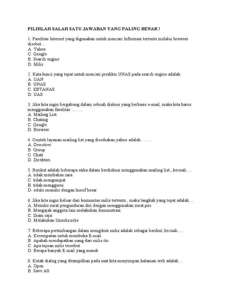 Contoh Soal Kls IX PG | PDF