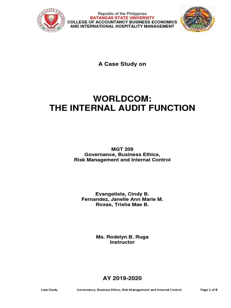 WorldCom Case Study PDF | PDF | Internal Control | Accounting