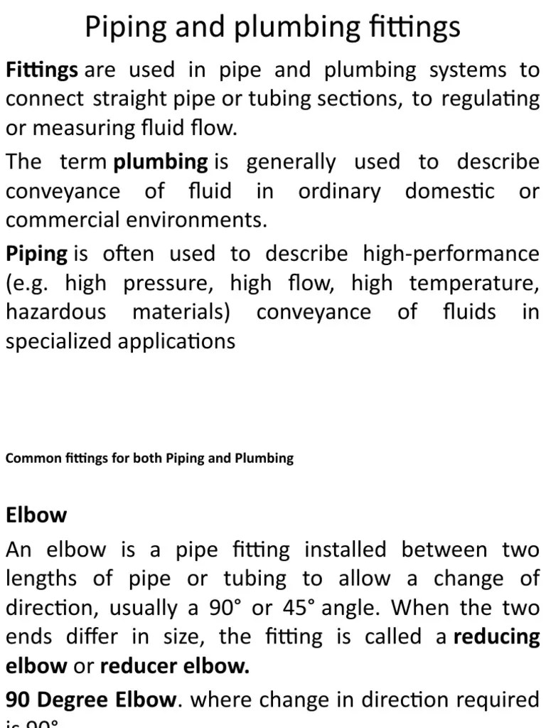 Fittings Are Used In Pipe And Plumbing Systems To | PDF | Plumbing | Pipe (Fluid Conveyance)