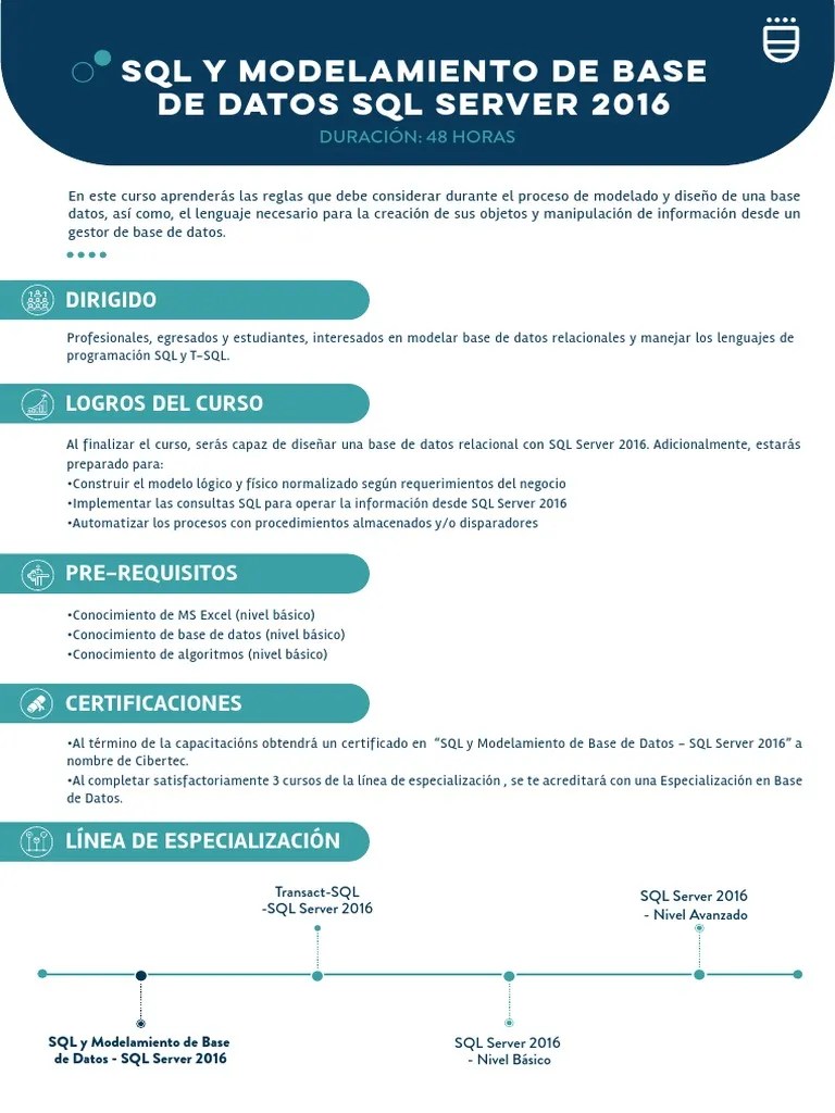SQL Y Modelamiento De Base De Datos SQL Server 2016 1 | PDF | SQL ...