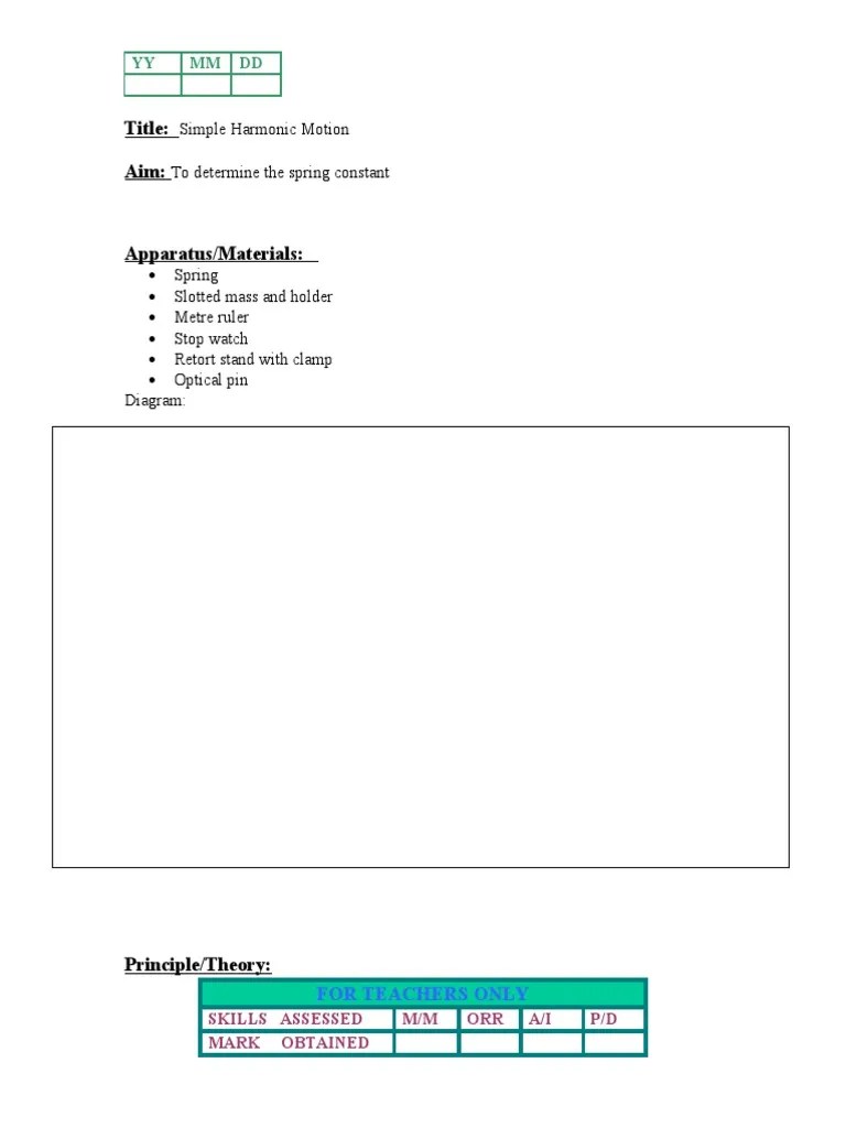 Simple Harmonic Motion Hookes Law Cape Yr 1 | PDF | Elasticity (Physics ...