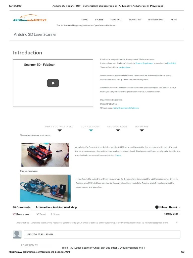 Arduino 3D Scanner DIY - 2 | PDF | Image Scanner | Arduino