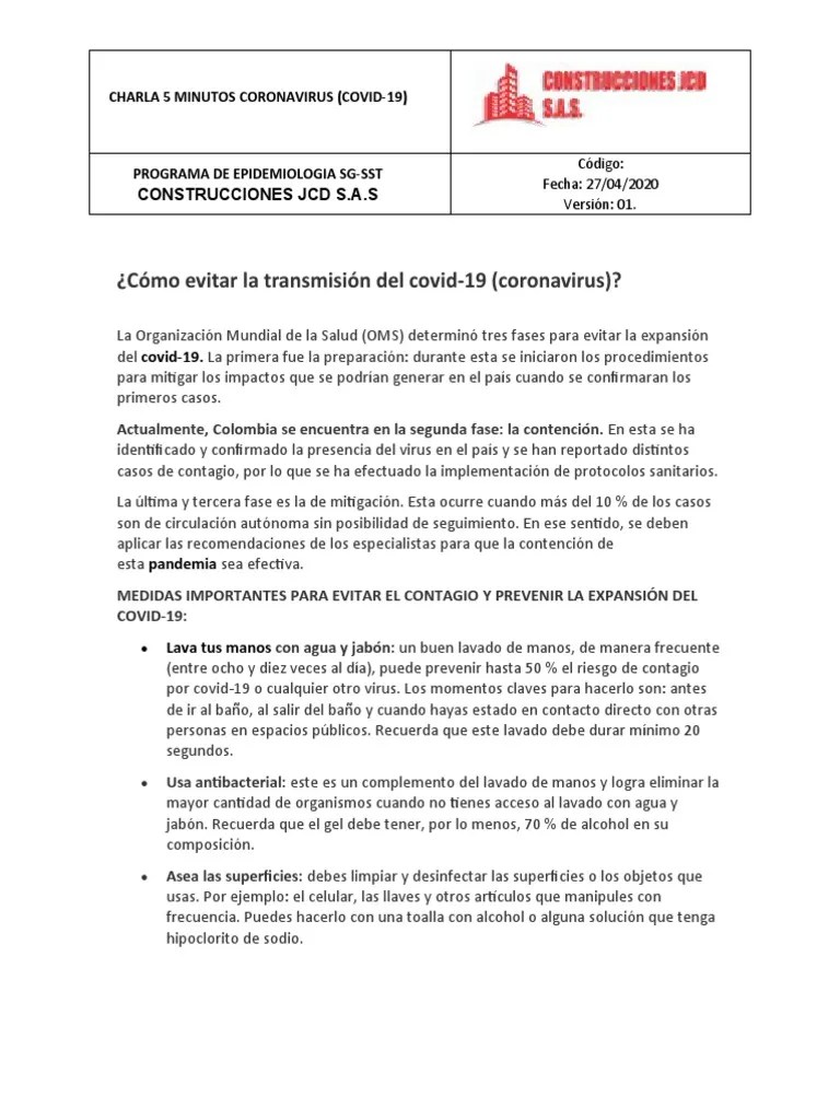 Charla 5 Minutos | PDF | Lavado De Manos | Salud Pública