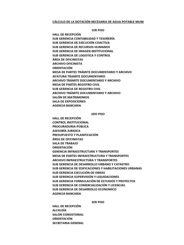 CÁLCULO DOTACION NECESARIA DE AGUA POTABLE | PDF | Economias | Business