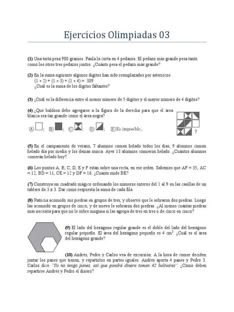 Ejercicios Olimpiadas 03 | PDF | Enseñanza De Matemática