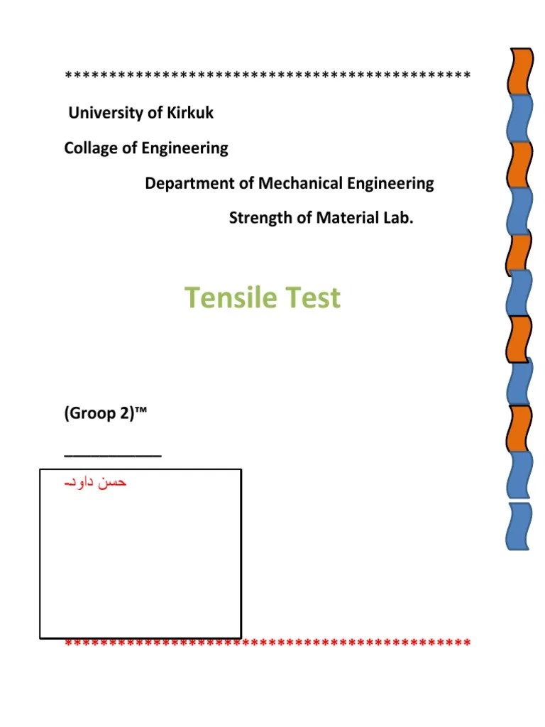 Tensile Test: University Of Kirkuk | PDF | Strength Of Materials ...