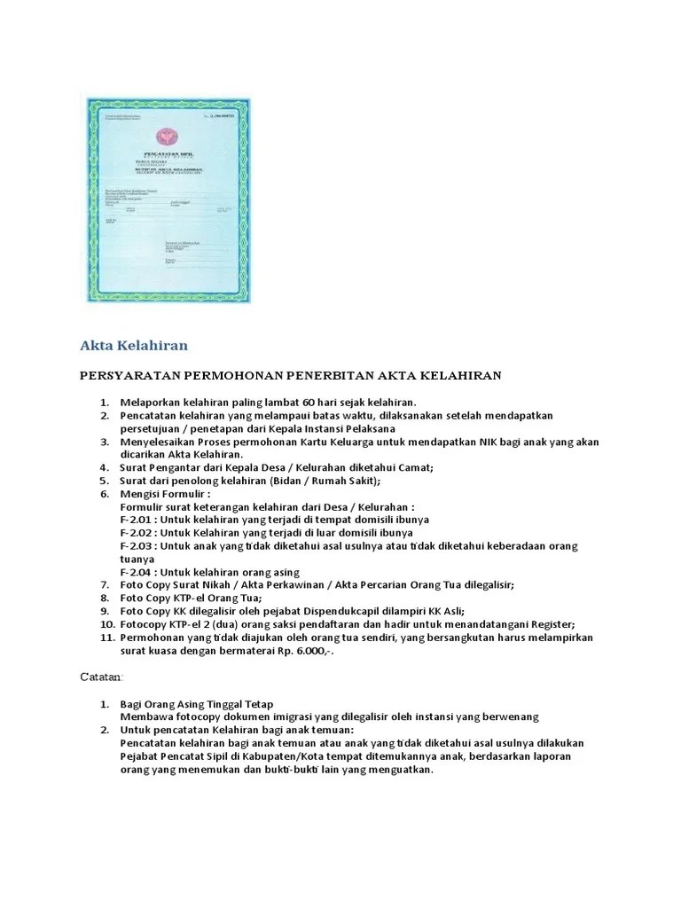 Permohonan Penerbitan Akta Kelahiran | PDF