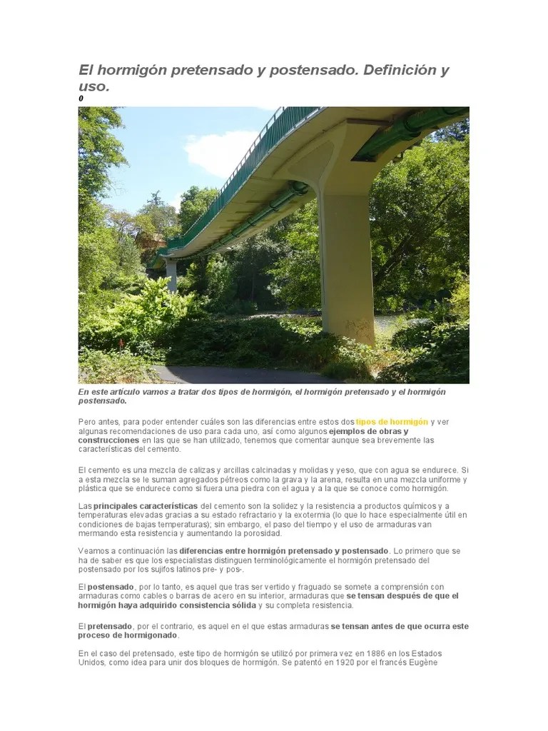El Hormigón Pretensado Y Postensado | PDF | Hormigón Pretensado | Hormigón