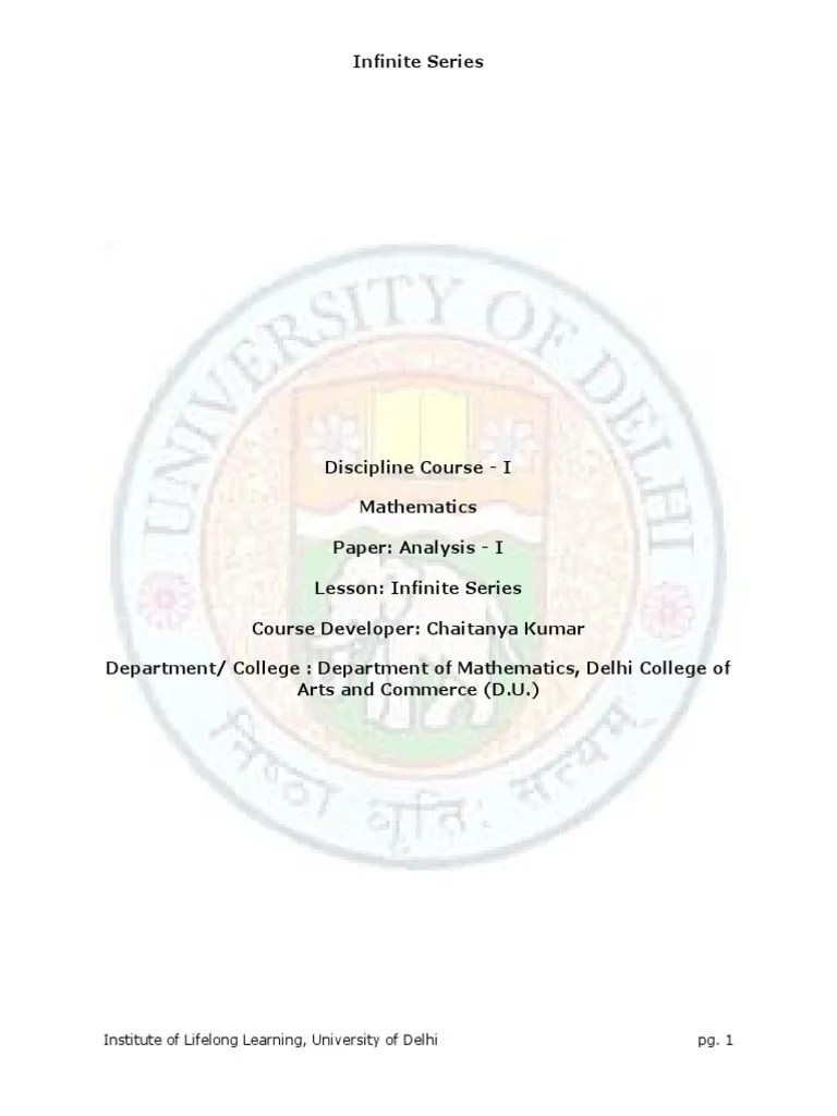 Infinite Series | PDF | Series (Mathematics) | Sequence