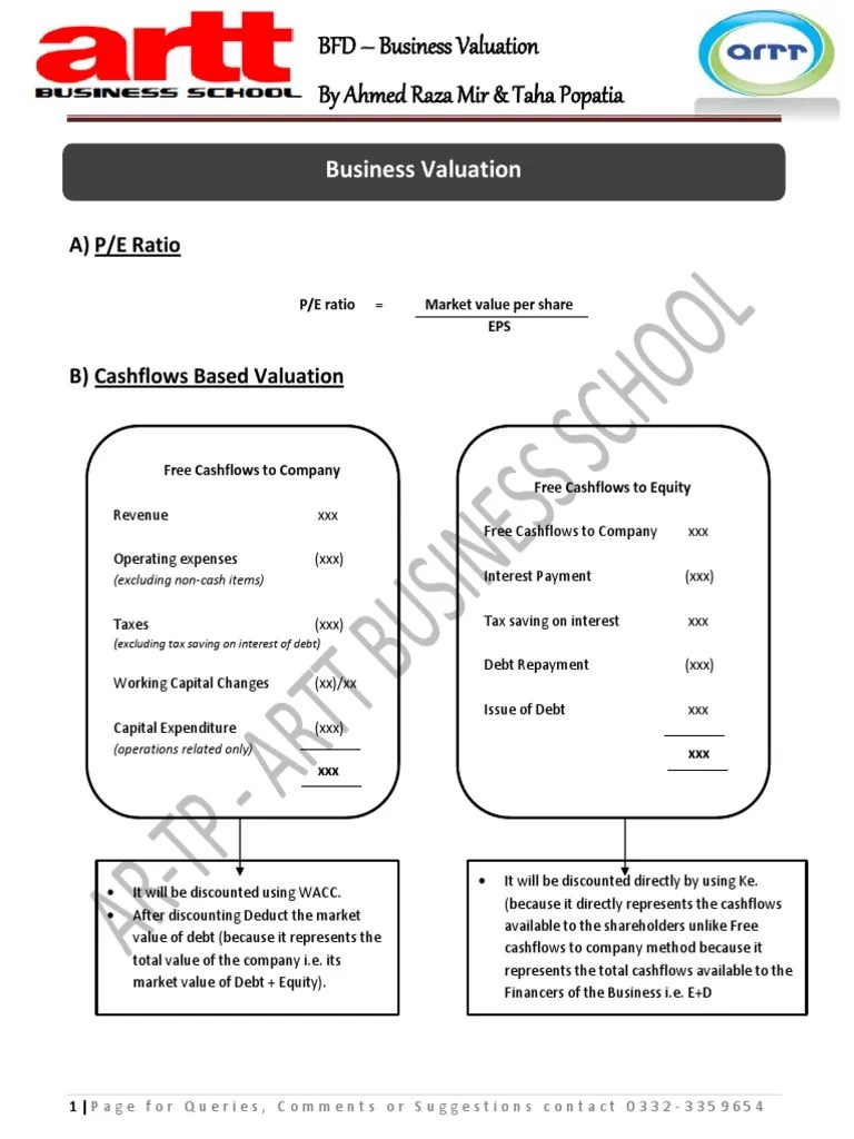 BFD Business Valuation PDF | Download Free PDF | Valuation (Finance ...