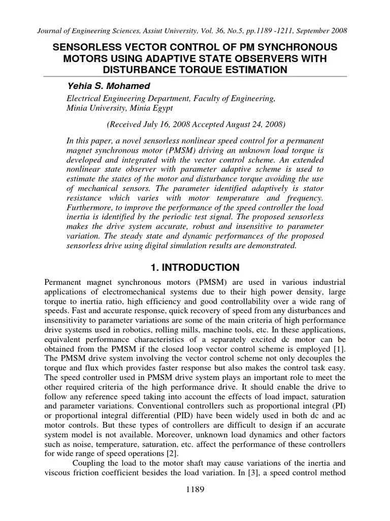 Sensorless Vector Control | PDF | Electric Motor | Control Theory