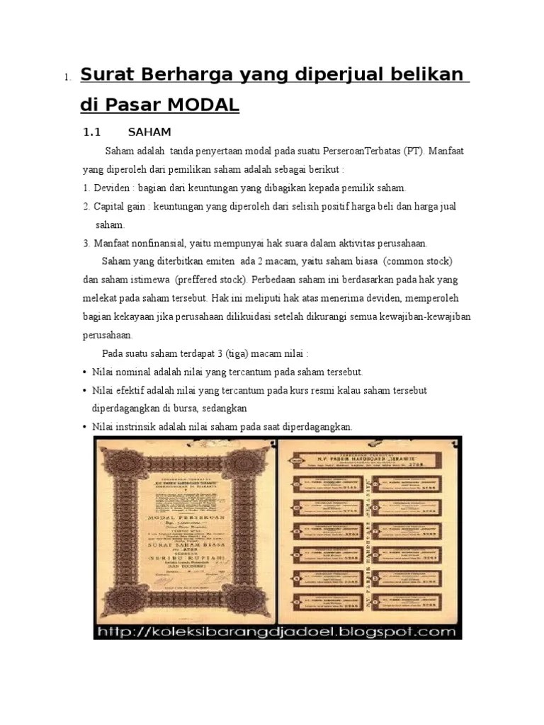 Surat Berharga Pasar Uang 1 Ppt Download 
