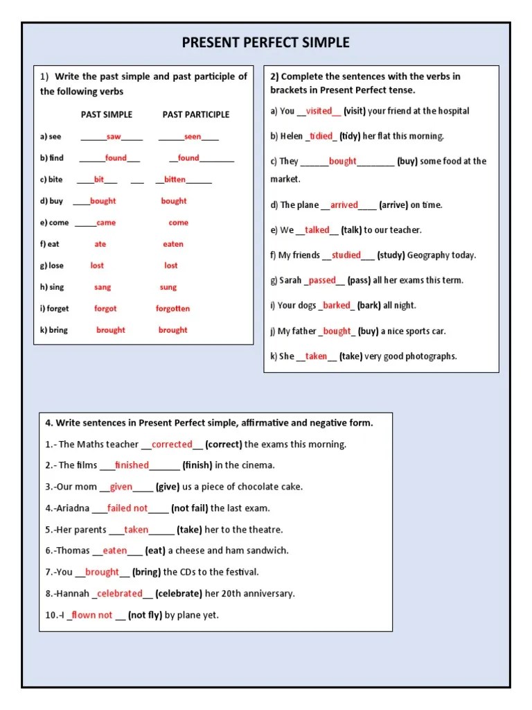Present Perfect Grammar. | PDF