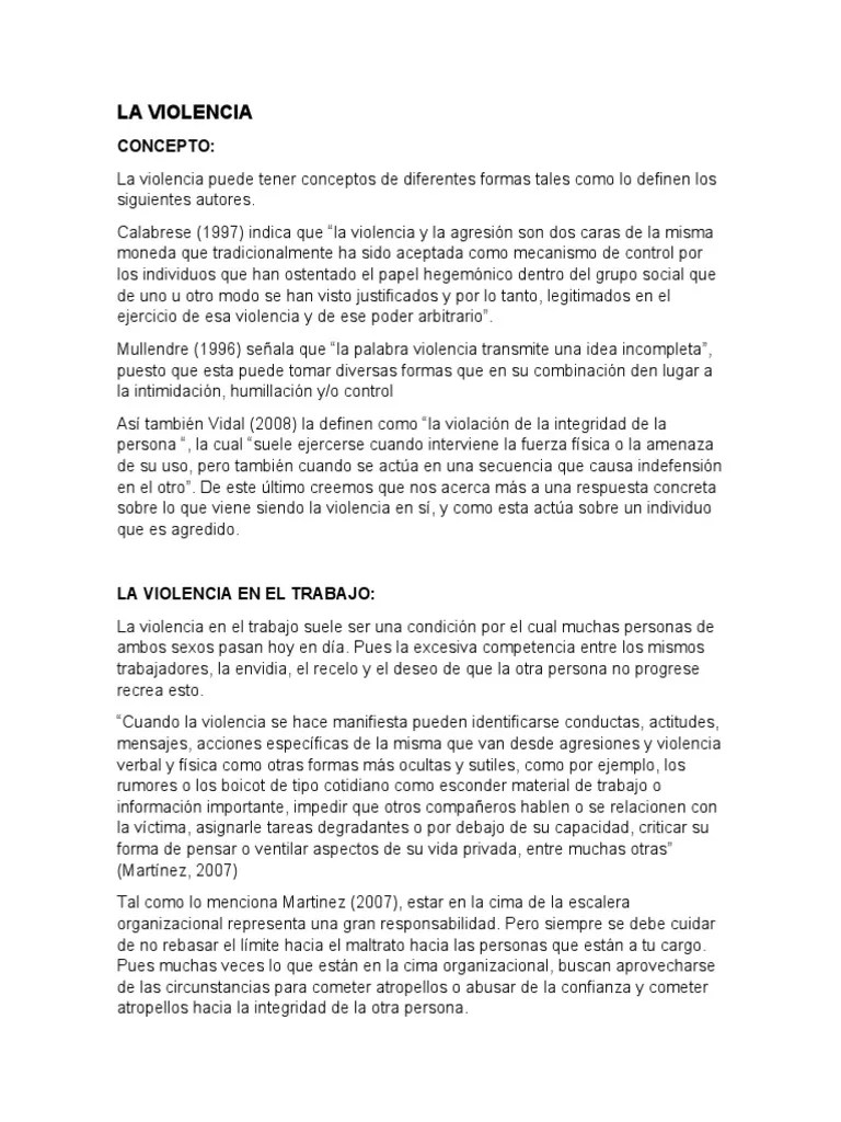 La Violencia Laboral | PDF | Agresión | Violencia