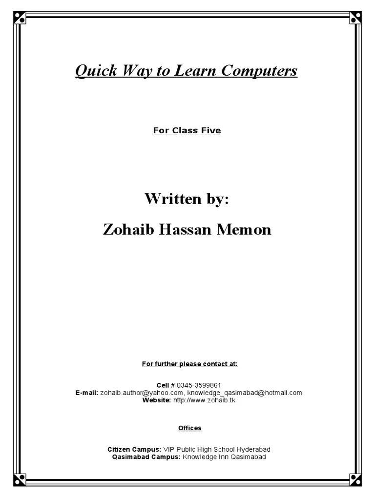 Computer Class 5th Notes | PDF | Computer Data Storage | Floppy Disk