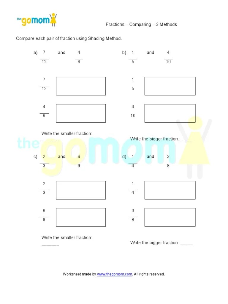 Fractions - Comparing - 3 Methods - Grade 3 | PDF | Fraction ...