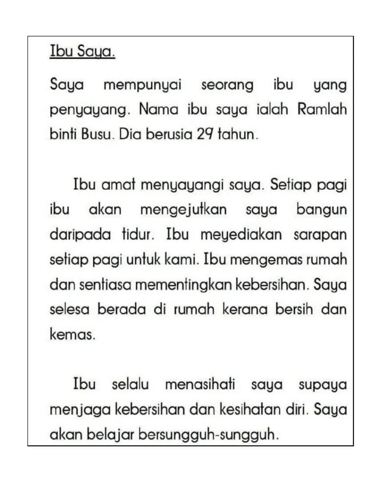 Yaakub menunjukkan se….sangkar yang berisi dua…. Karangan Ibu Saya Pdf