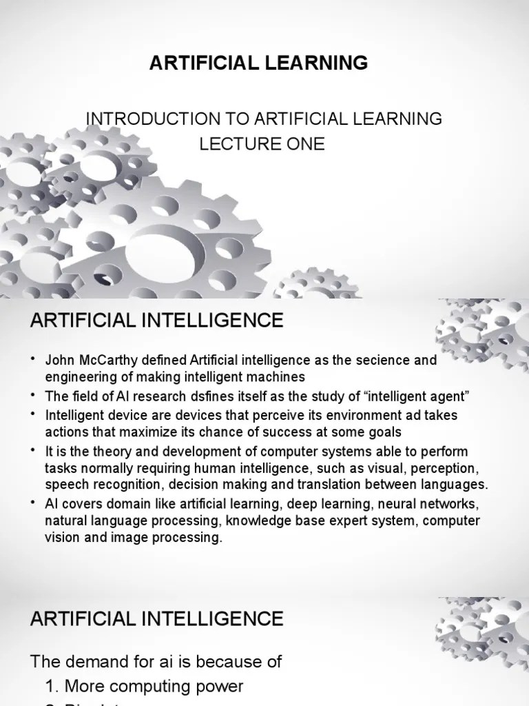 Introduction To Artificial Learning Lecture One | PDF | Machine ...
