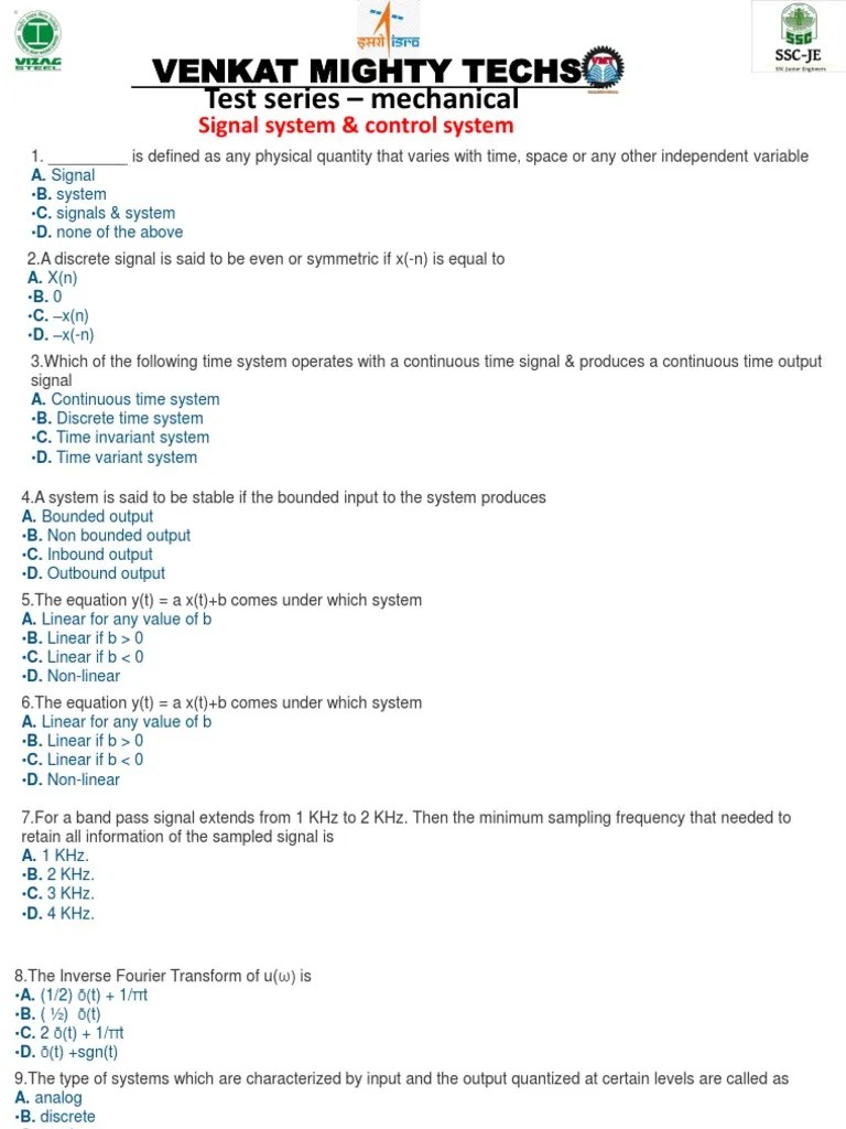 Signal PDF | PDF | Discrete Time And Continuous Time | Control Theory