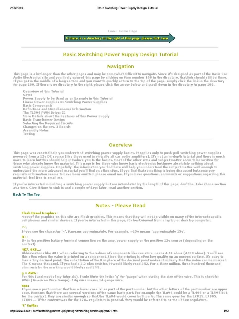 Basic Switching Power Supply Design Tutorial | PDF | Power Supply ...