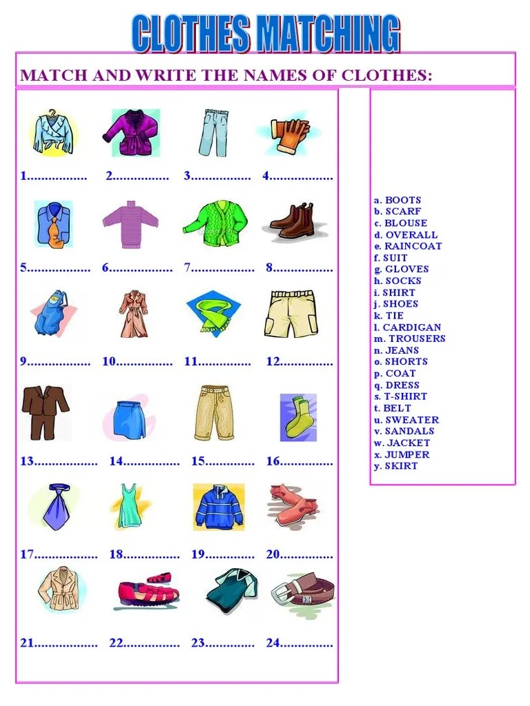 Clothes Matching Exercise | PDF